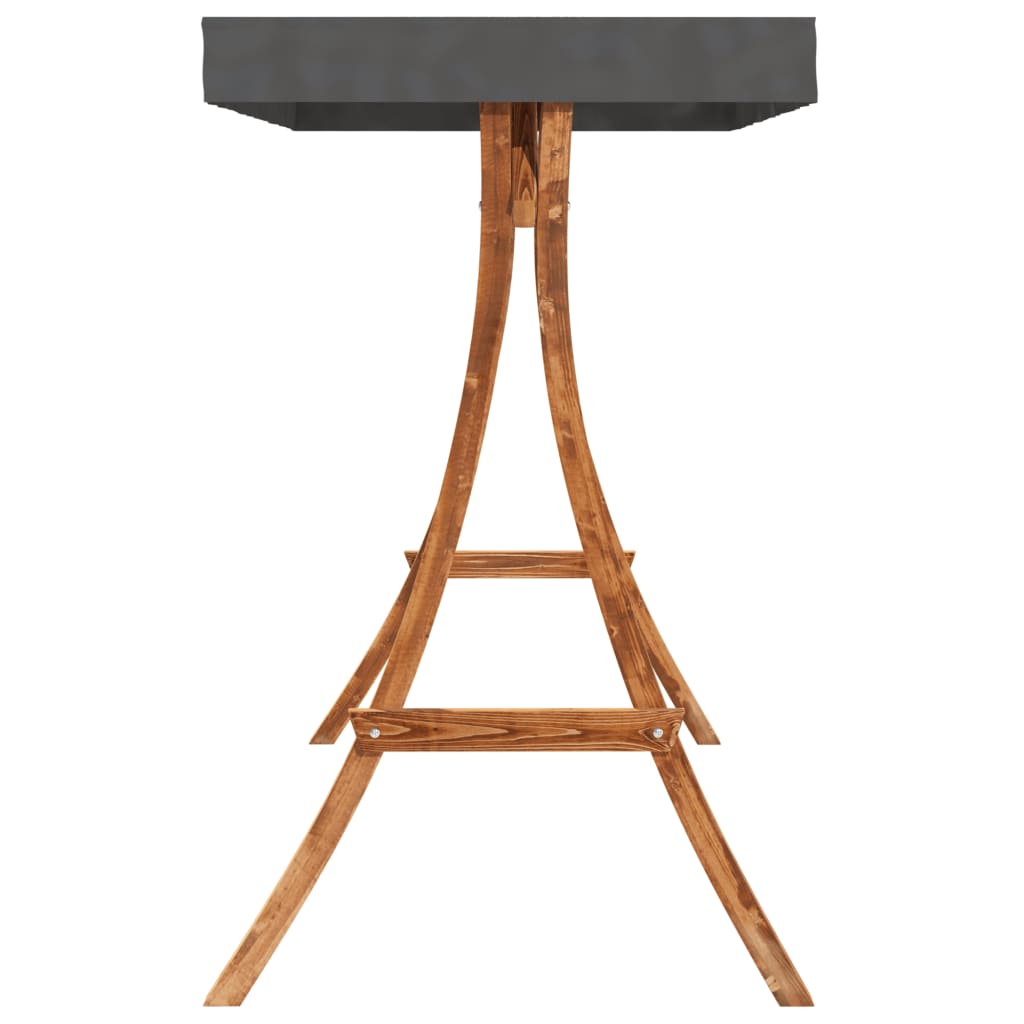 Pat balansoar cu baldachin, lemn masiv molid cu finisaj din tec