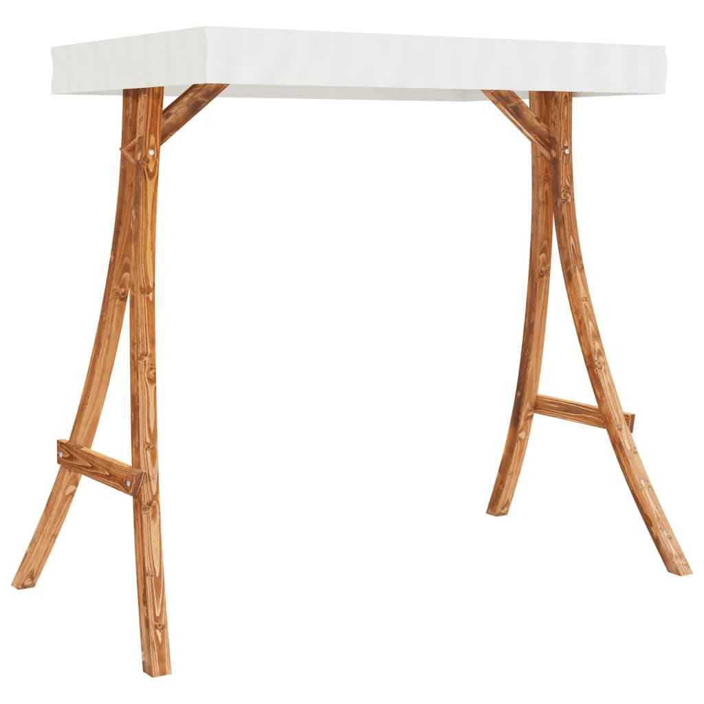 Bancă balansoar cu baldachin, lemn masiv molid finisaj din tec