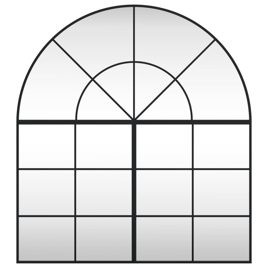 Oglindă de perete, negru, 100x110 cm, arcuită, fier