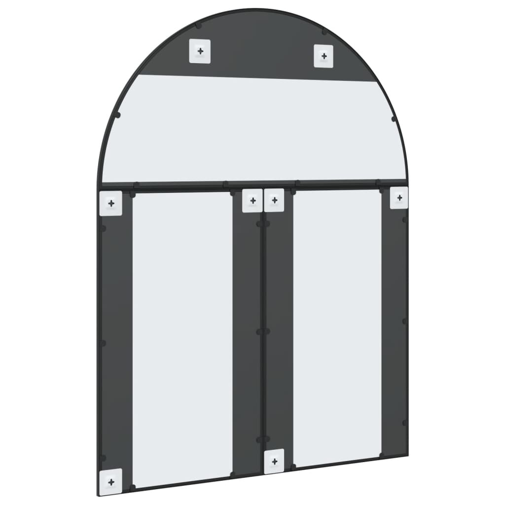 Oglindă de perete, negru, 100x130 cm, arcuită, fier