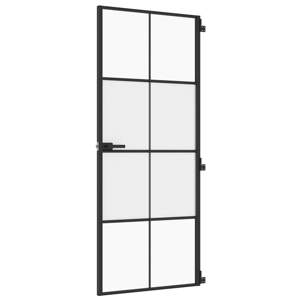 Ușă de interior negru 83x201,5 cm sticlă securiz./aluminiu slim