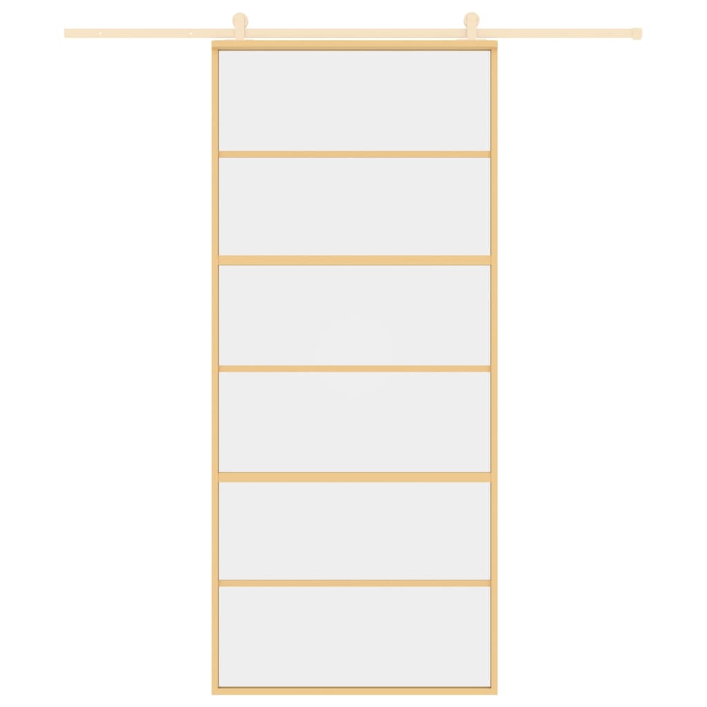Ușă glisantă, auriu, 90x205 cm, sticlă ESG mată și aluminiu