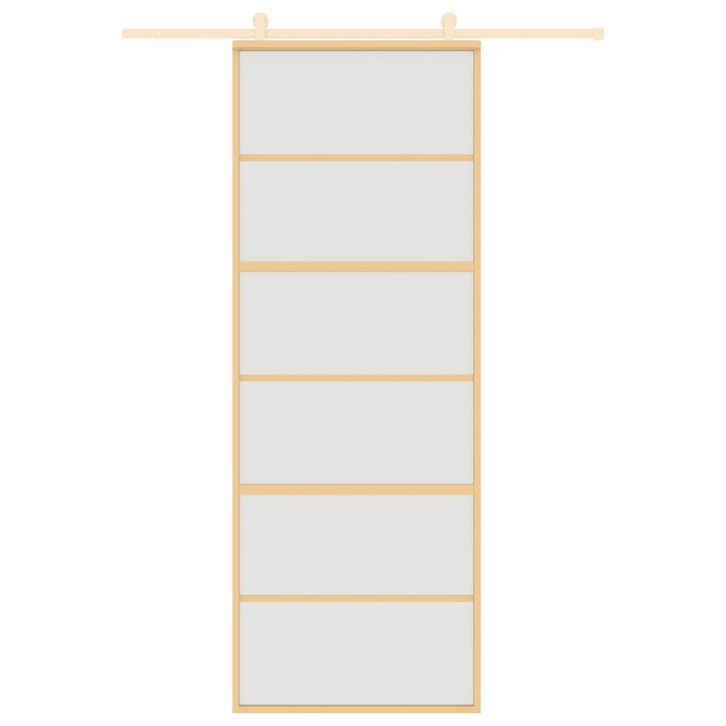 Ușă glisantă, auriu, 76x205 cm, sticlă ESG mată și aluminiu