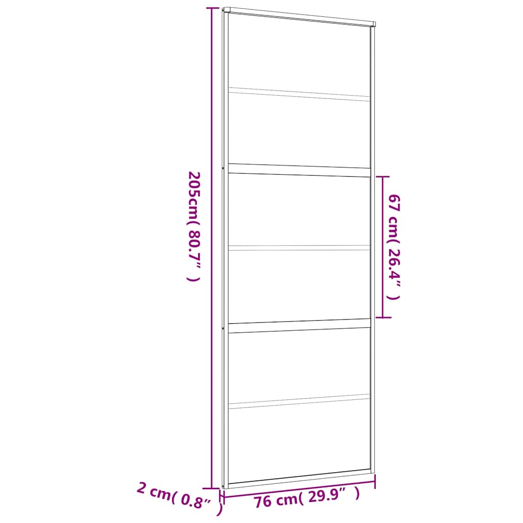 Ușă glisantă, auriu, 76x205 cm, sticlă ESG mată și aluminiu