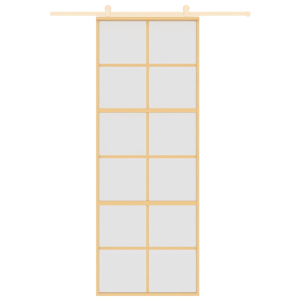Ușă glisantă, auriu, 76x205 cm, sticlă ESG mată și aluminiu