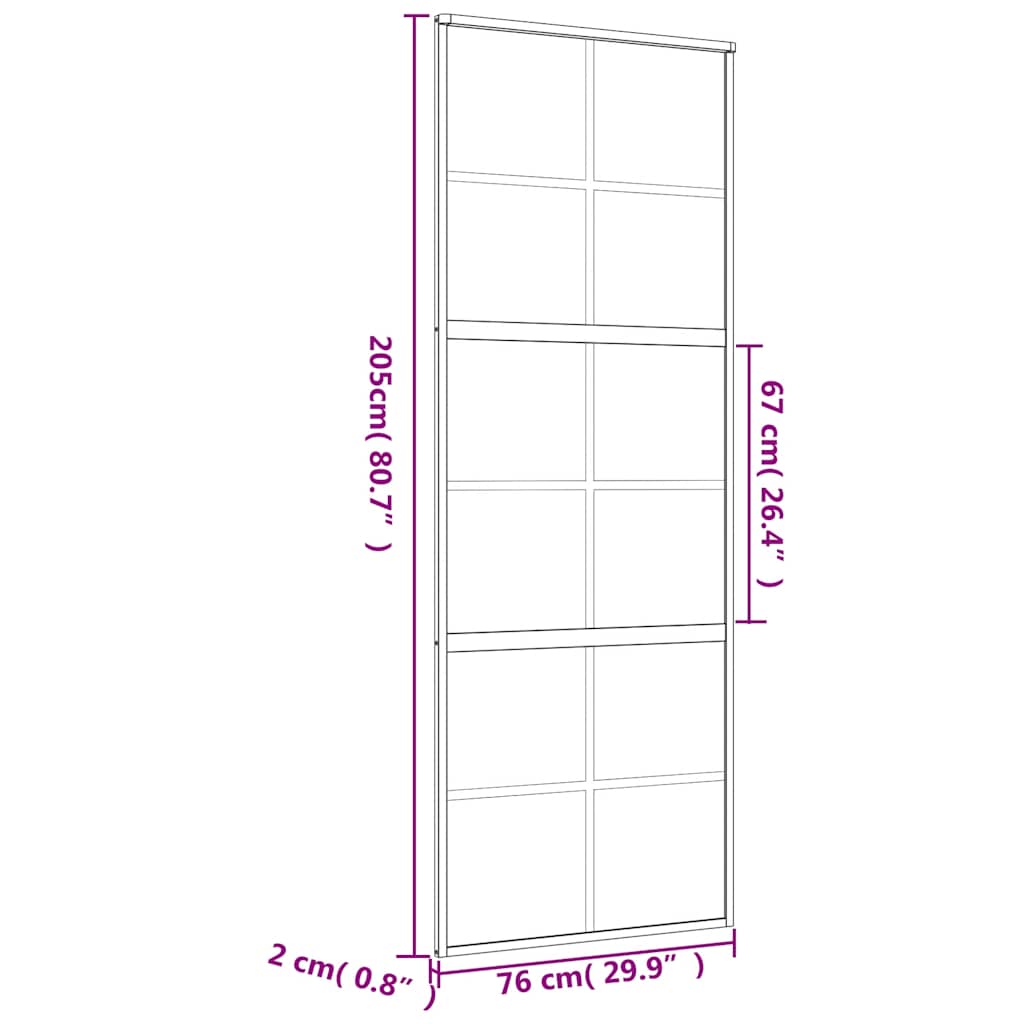 Ușă glisantă, auriu, 76x205 cm, sticlă ESG mată și aluminiu