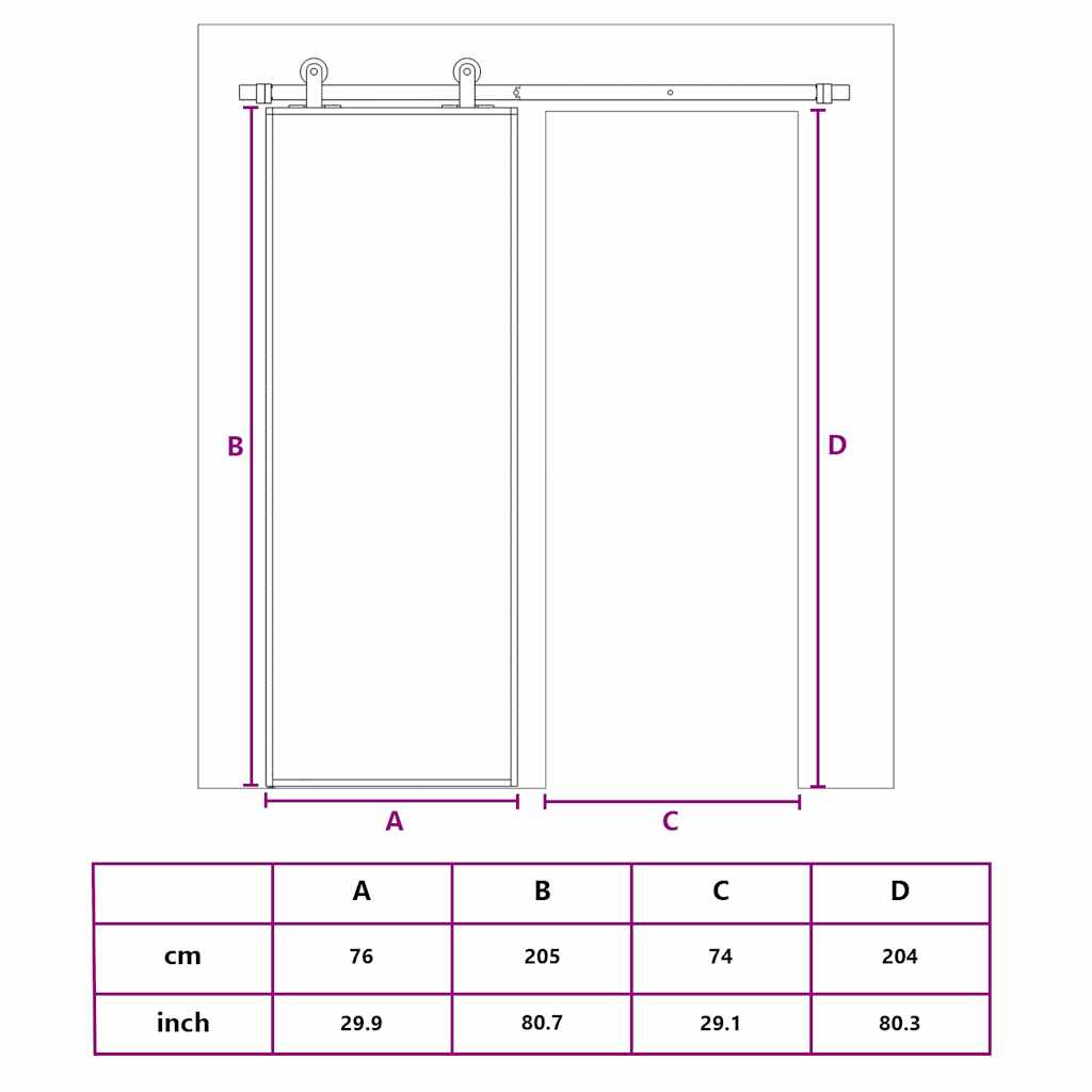 Ușă glisantă, auriu, 76x205 cm, sticlă ESG mată și aluminiu