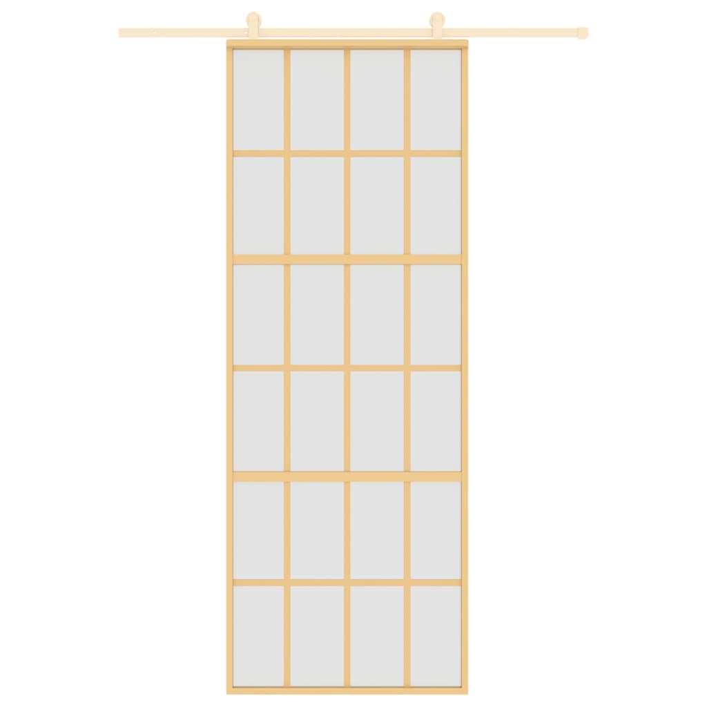 Ușă glisantă, auriu, 76x205 cm, sticlă ESG mată și aluminiu