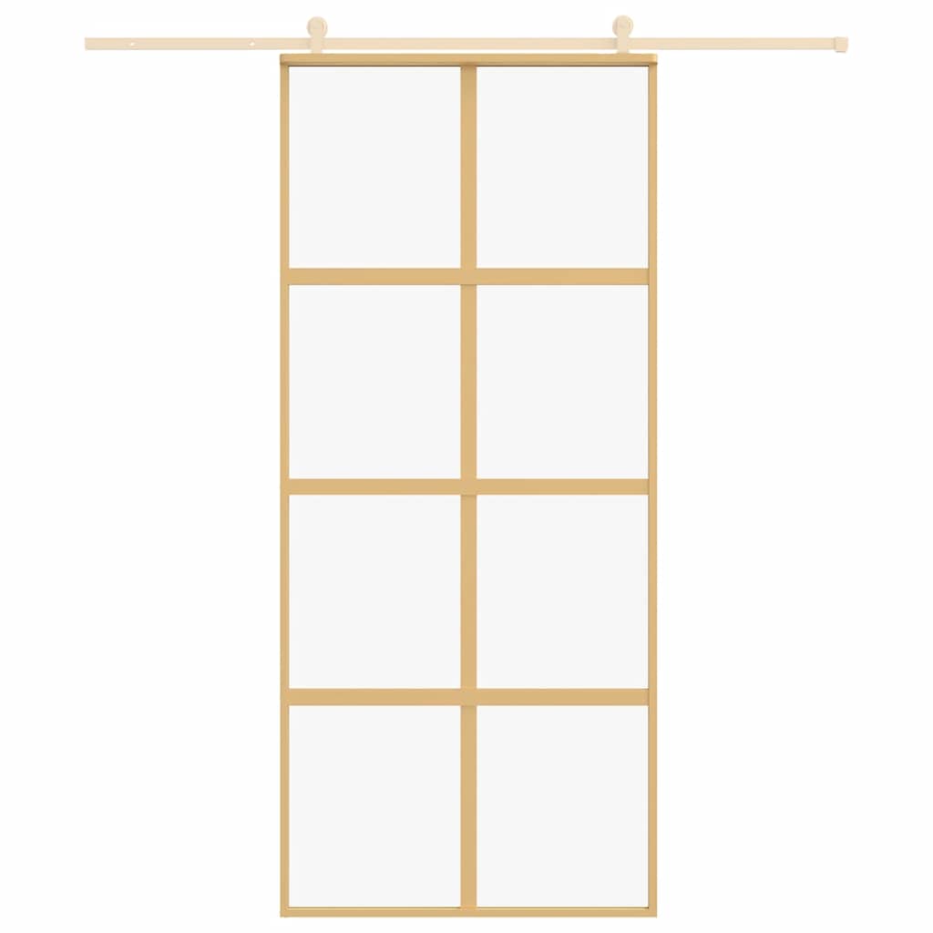 Ușă glisantă, auriu, 90x205 cm, sticlă ESG mată și aluminiu