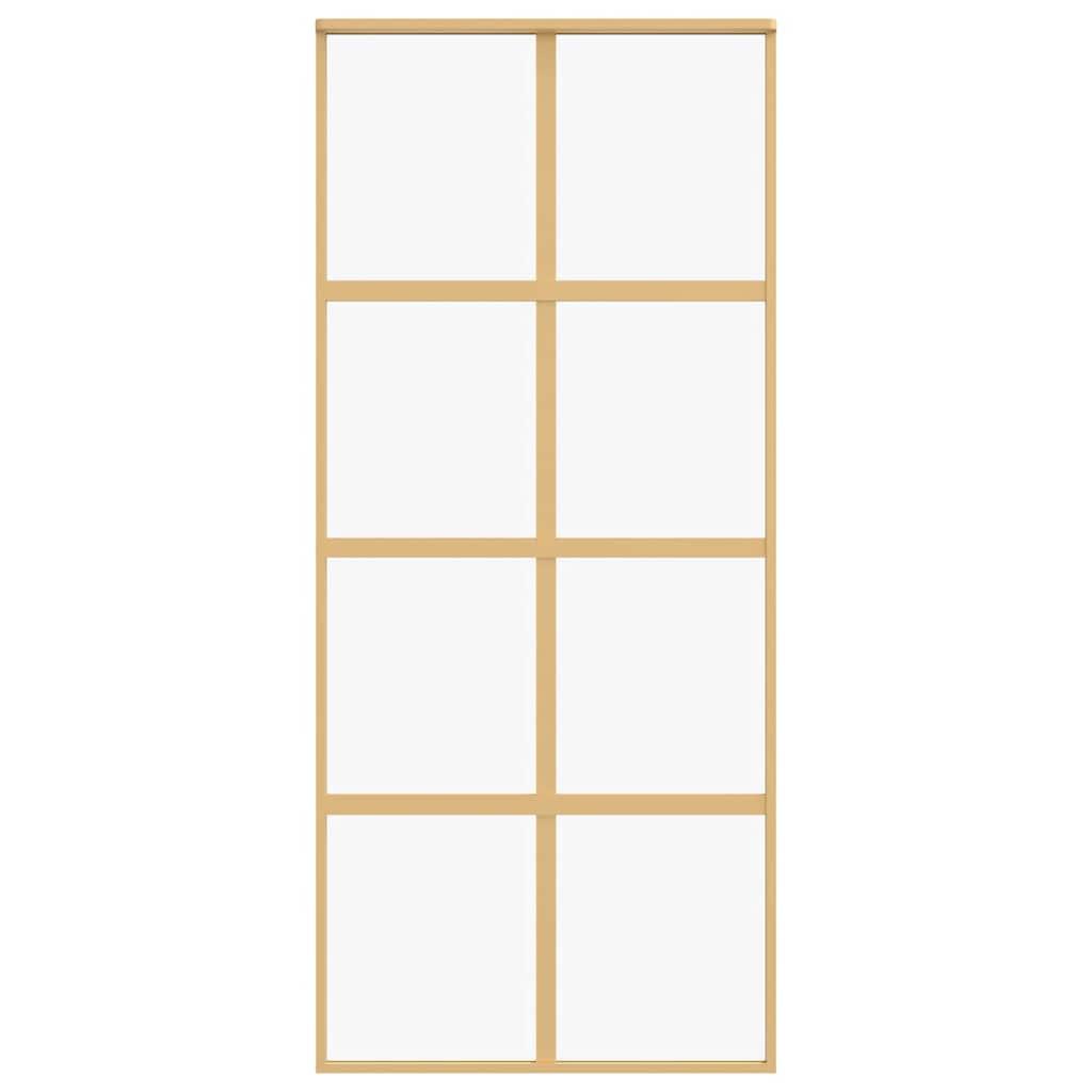 Ușă glisantă, auriu, 90x205 cm, sticlă ESG mată și aluminiu