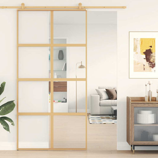 Ușă glisantă, auriu, 102,5x205 cm, sticlă ESG mată și aluminiu