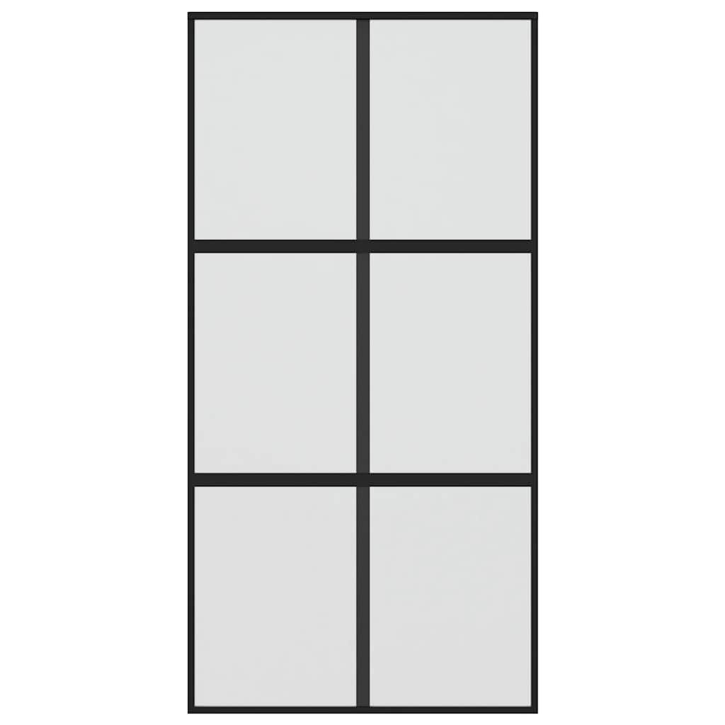 Ușă glisantă, negru, 102,5x205 cm, sticlă securizată/aluminiu