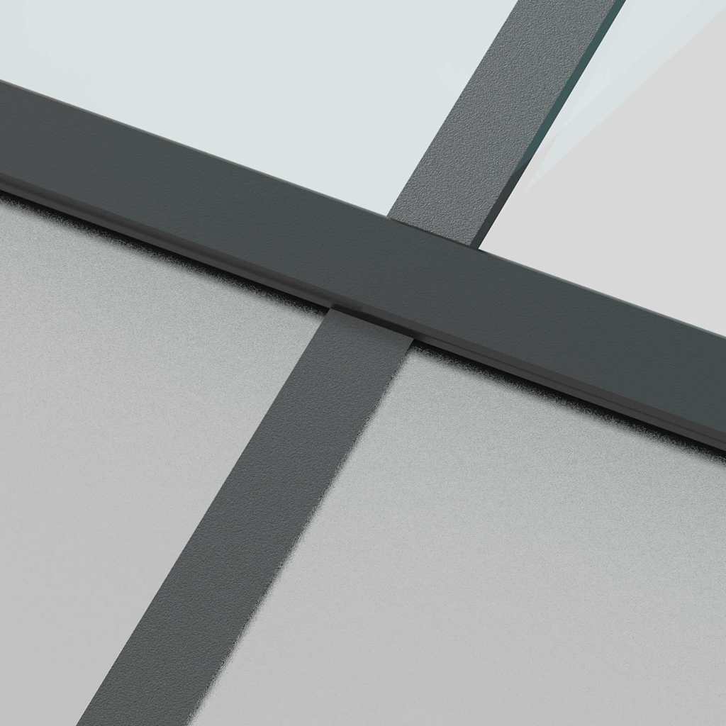 Ușă glisantă, negru, 76x205 cm, sticlă securizată și aluminiu