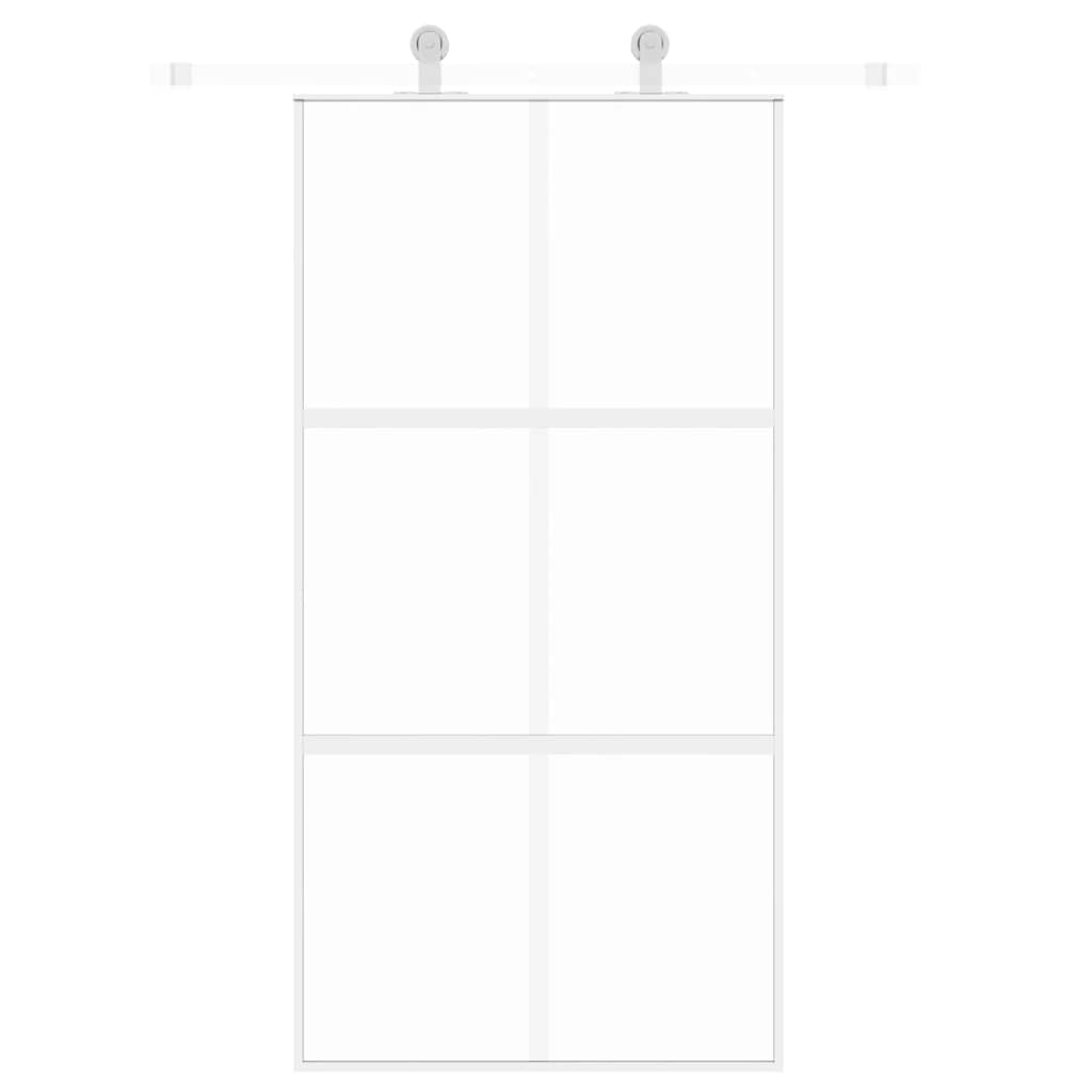 Ușă glisantă, alb, 102,5x205 cm, sticlă securizată/aluminiu