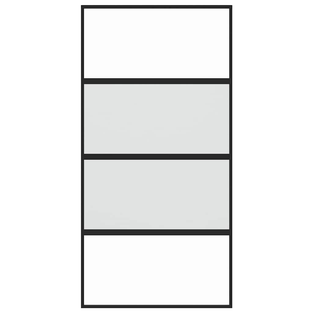 Ușă glisantă, negru, 102,5x205 cm, sticlă securizată/aluminiu