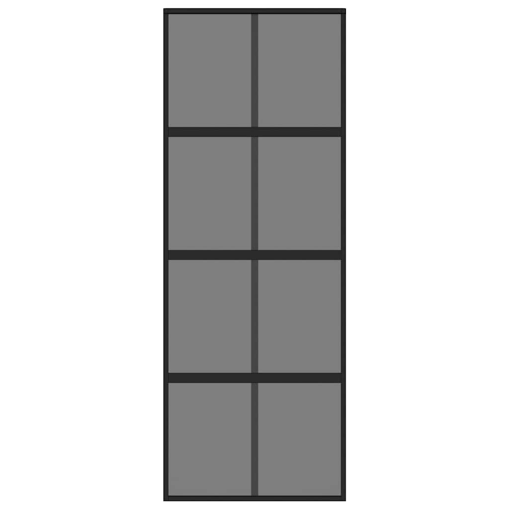 Ușă glisantă, negru, 76x205 cm, sticlă securizată și aluminiu