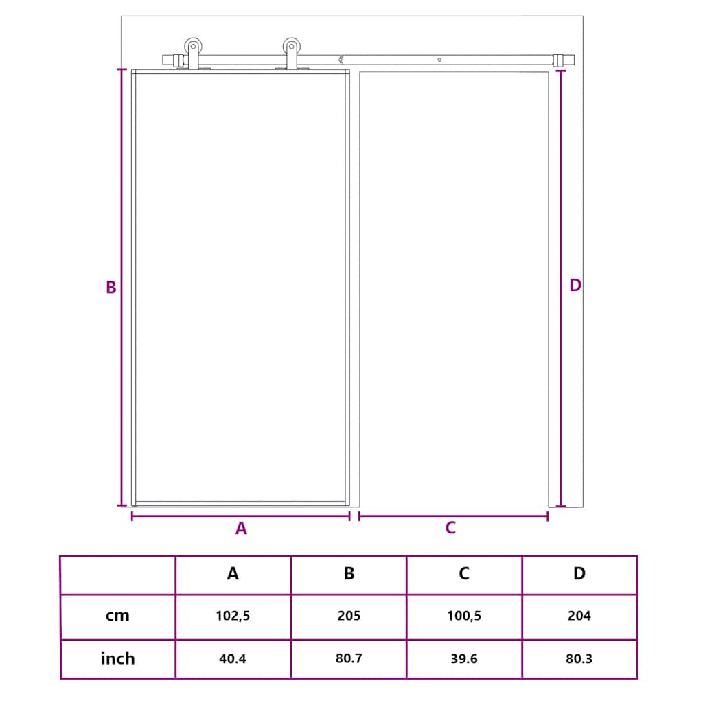 Ușă glisantă, negru, 102,5x205 cm, sticlă securizată/aluminiu