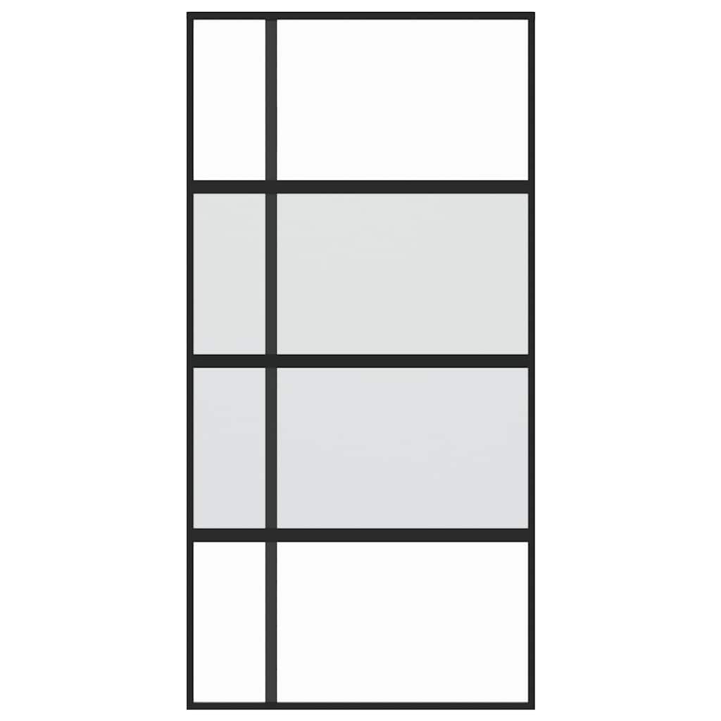 Ușă glisantă, negru, 102,5x205 cm, sticlă securizată/aluminiu