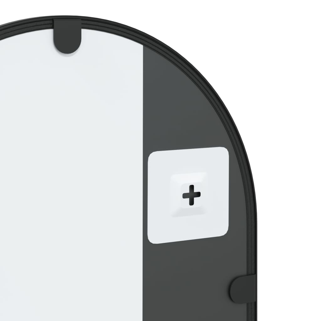 Oglindă de perete, negru, 30x60 cm, arcuită, fier