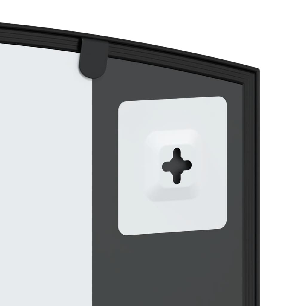 Oglindă de perete, negru, 100x50 cm, arcuită, fier