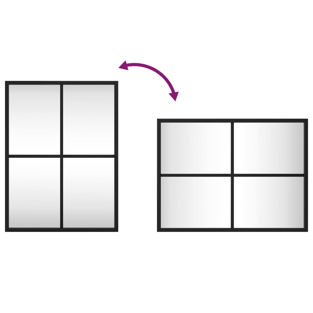 Oglindă de perete, negru, 30x40 cm, dreptunghiulară, fier