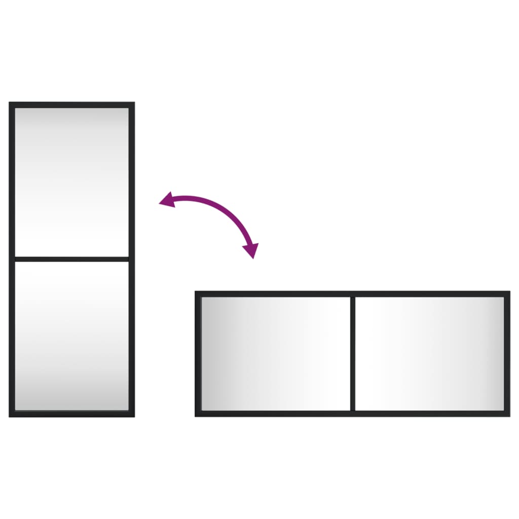 Oglindă de perete, negru, 20x50 cm, dreptunghiulară, fier