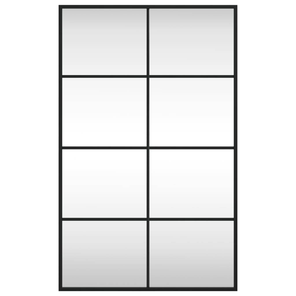 Oglindă de perete, negru, 50x80 cm, dreptunghiulară, fier