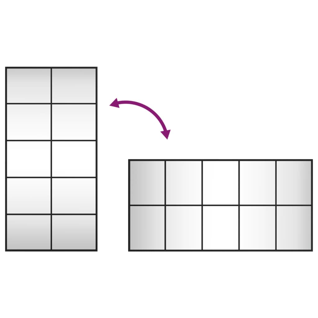Oglindă de perete, negru, 50x100 cm, dreptunghiulară, fier