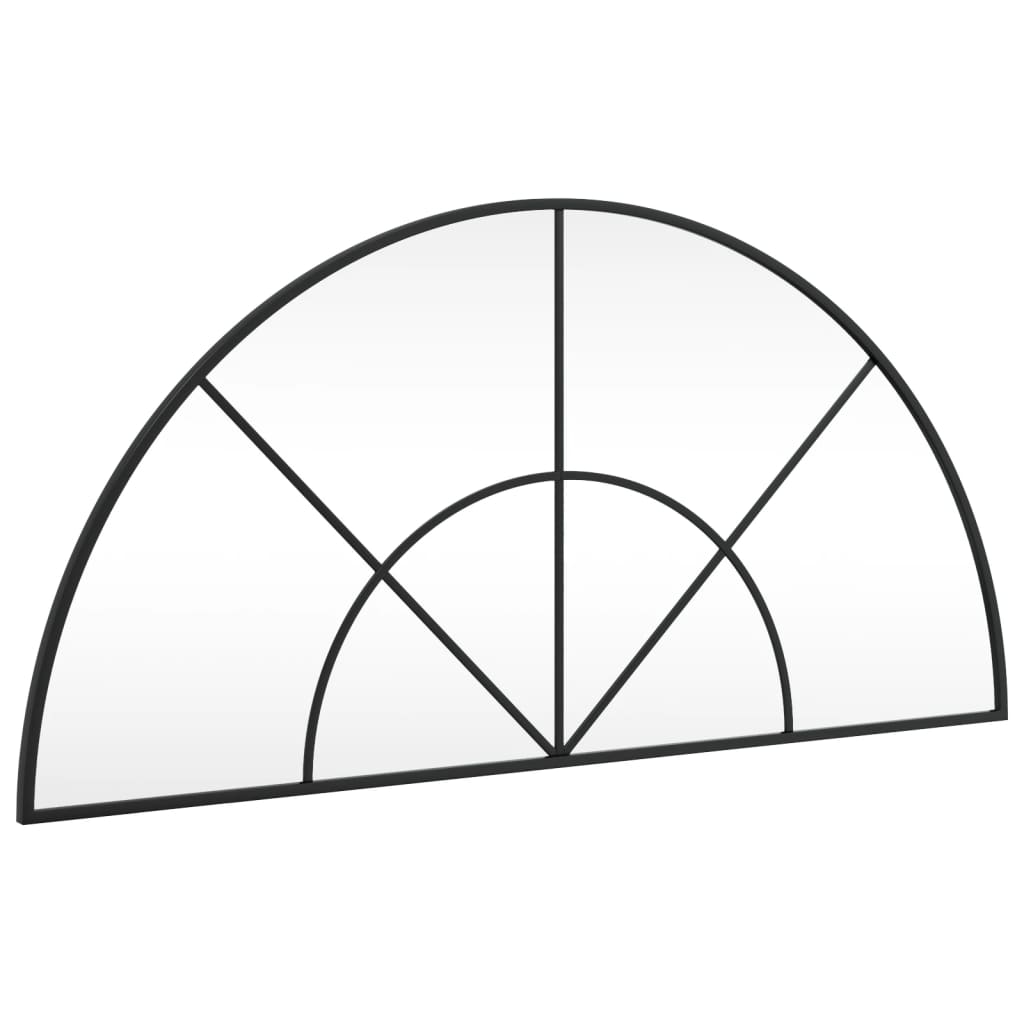 Oglindă de perete, negru, 100x50 cm, arcuită, fier