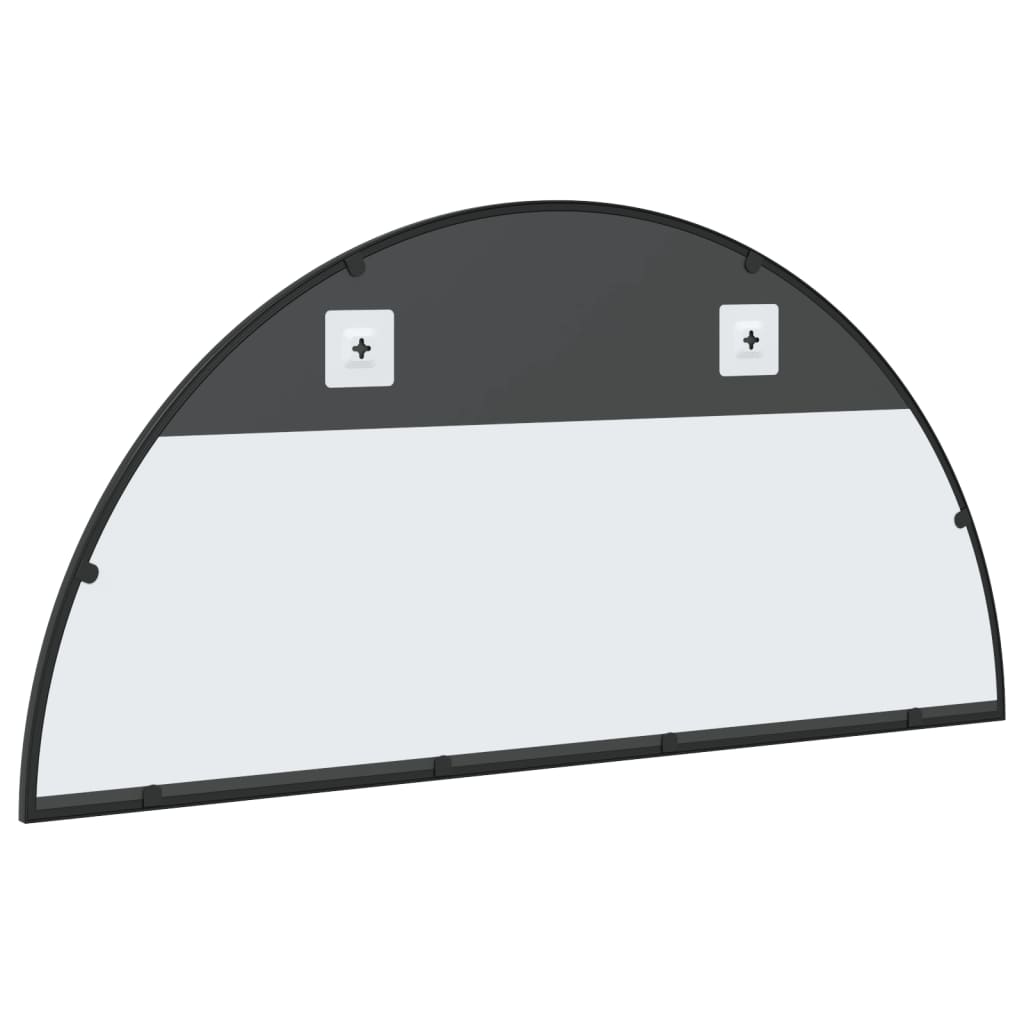 Oglindă de perete, negru, 100x50 cm, arcuită, fier