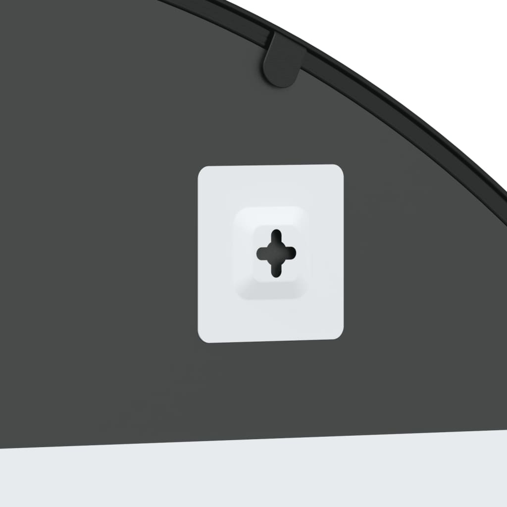 Oglindă de perete, negru, 100x50 cm, arcuită, fier