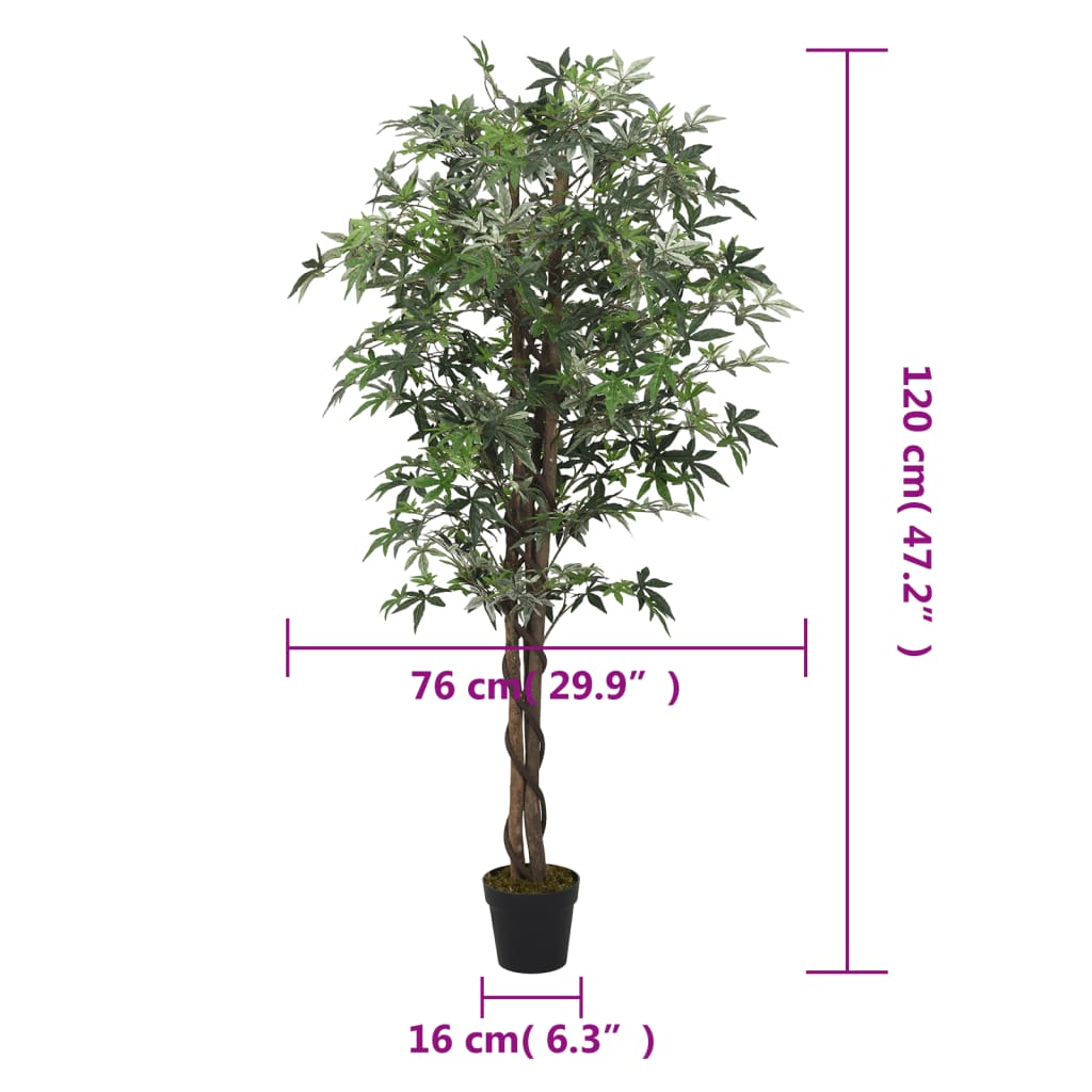 Arbore de arțar artificial 336 de frunze 120 cm verde