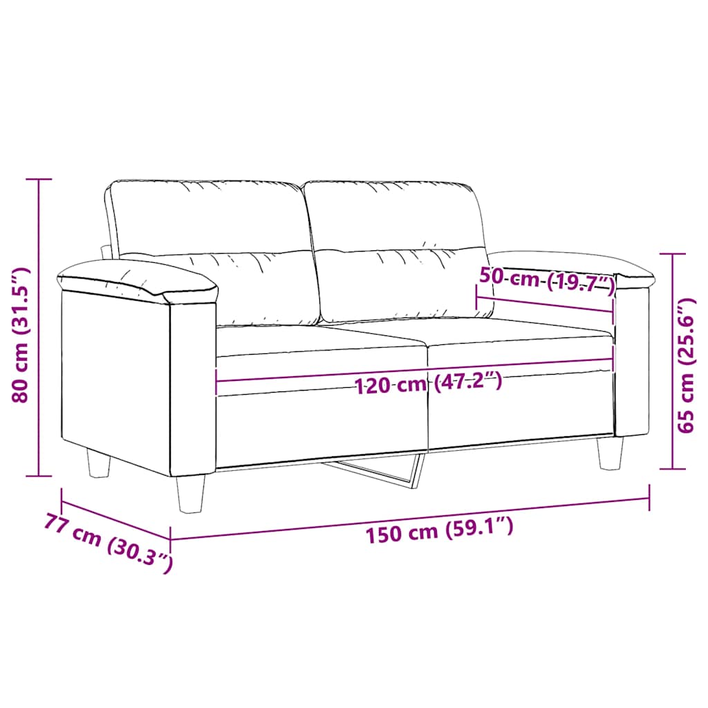 Canapea cu 2 locuri, gri taupe, 120 cm, țesătură microfibră