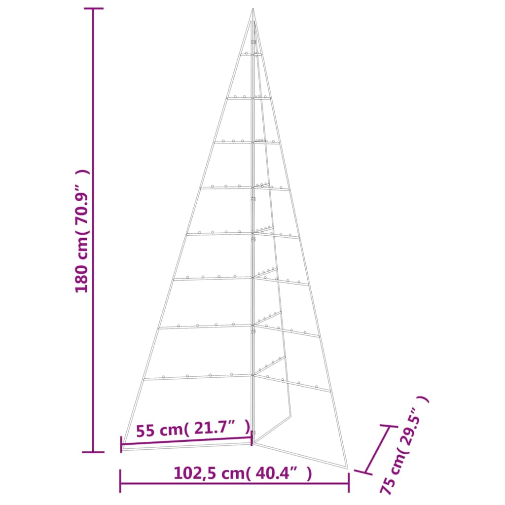 Brad de Crăciun din metal pentru decor, negru, 180 cm