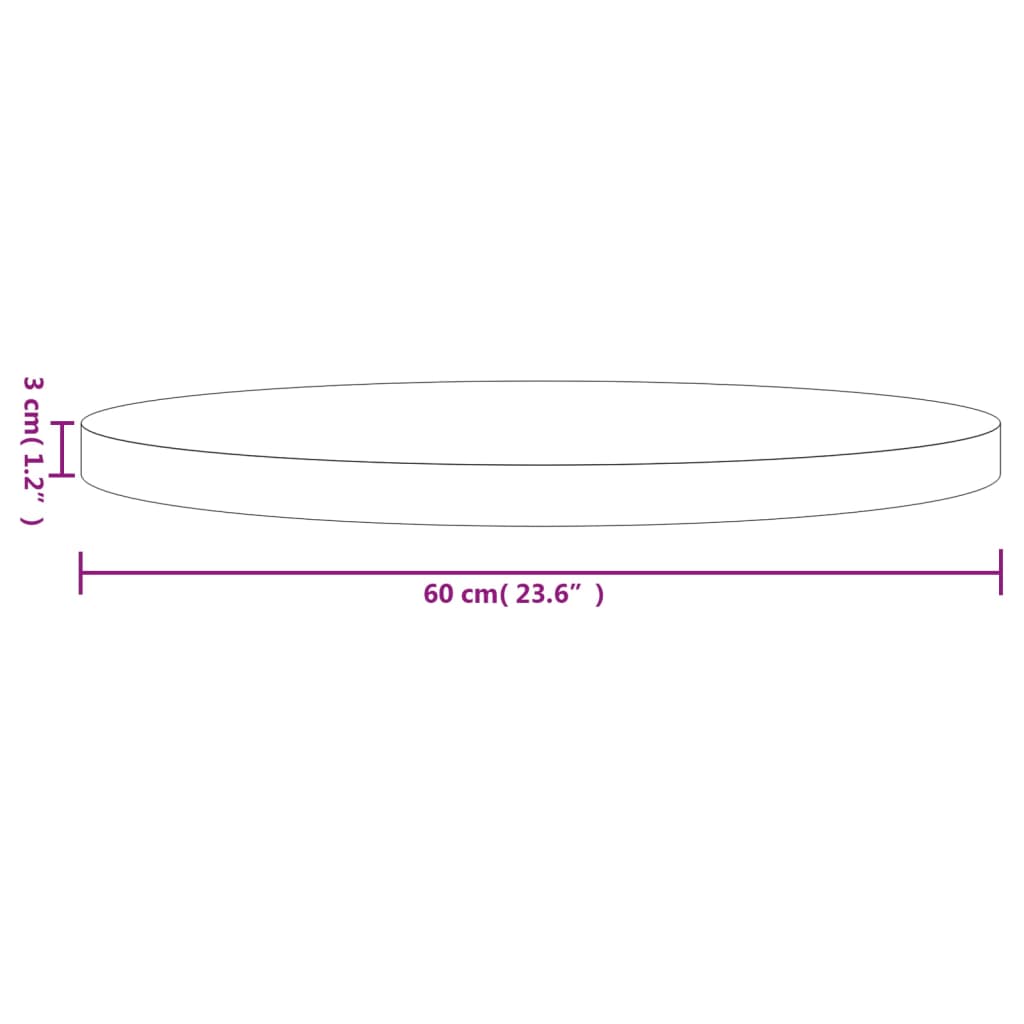 Blat de masă rotund, alb, Ø60x3 cm, lemn masiv de pin