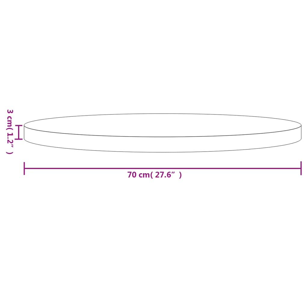 Blat de masă rotund, Ø70x3 cm, lemn masiv de pin