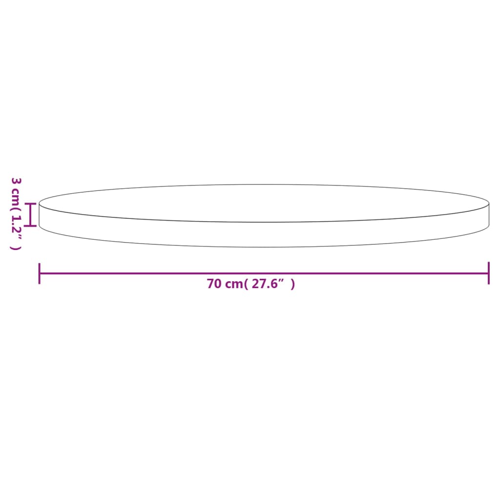 Blat de masă rotund, alb, Ø70x3 cm, lemn masiv de pin