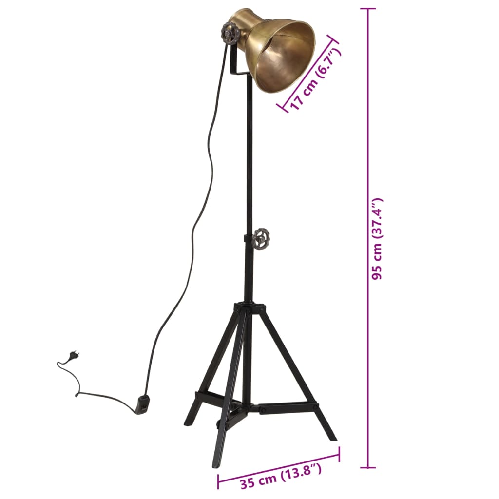 Lampă de podea 25 W, alamă antichizată, 35x35x65/95 cm, E27