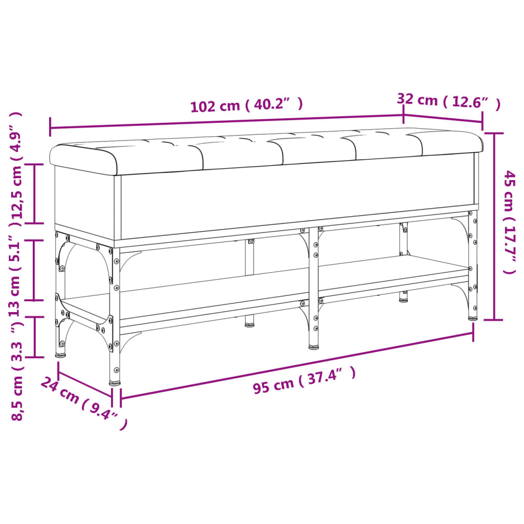 Bancă de pantofi, negru, 102x32x45 cm, lemn prelucrat