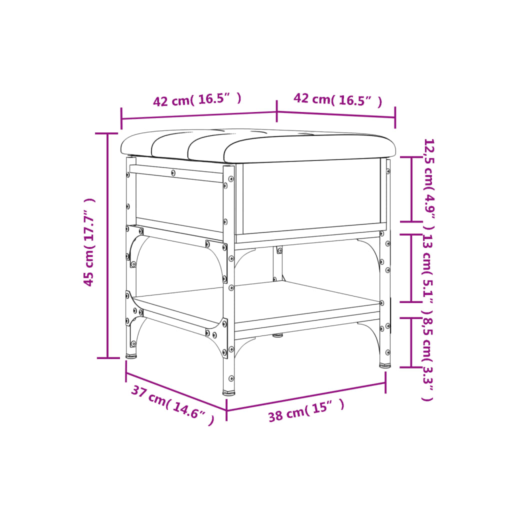 Bancă pentru pantofi stejar sonoma 42x42x45 cm lemn prelucrat