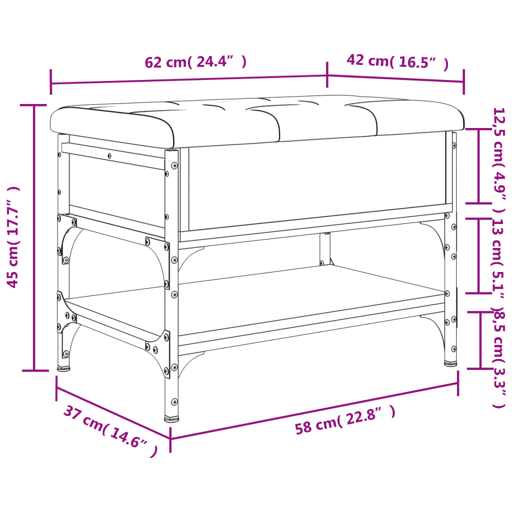 Bancă pentru pantofi stejar sonoma 62x42x45 cm lemn prelucrat