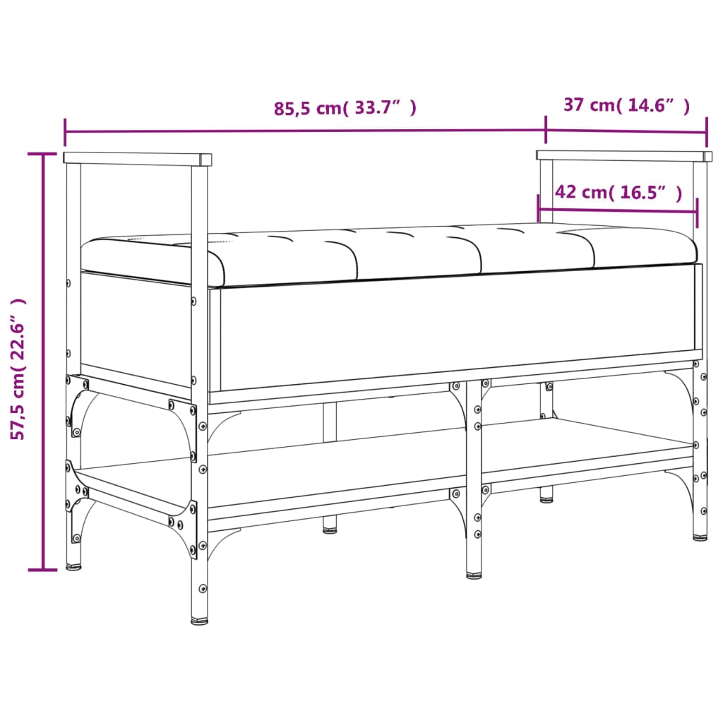 Bancă de pantofi, stejar fumuriu 85,5x42x57,5 cm lemn prelucrat