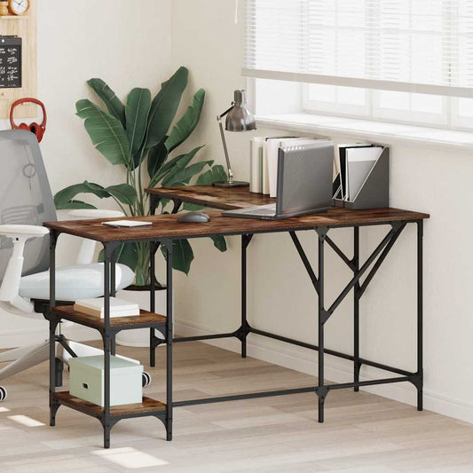 Birou, stejar afumat, 139x139x75 cm, lemn prelucrat