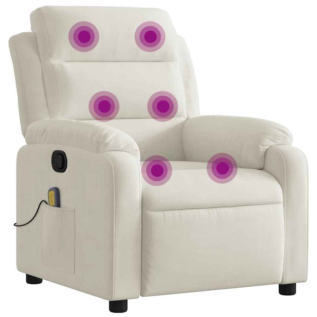 Fotoliu de masaj rabatabil, crem, catifea