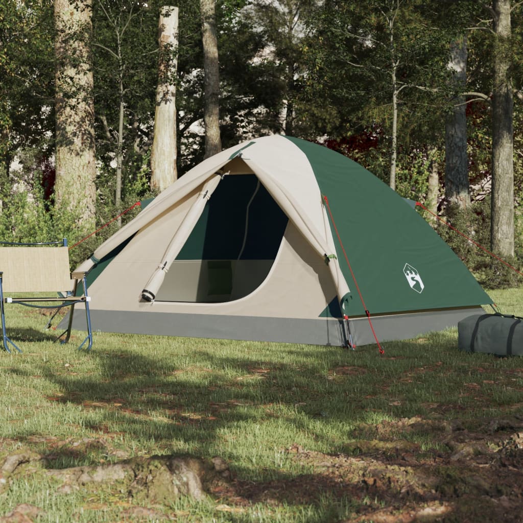 Cort de camping cupolă 6 persoane, verde, impermeabil