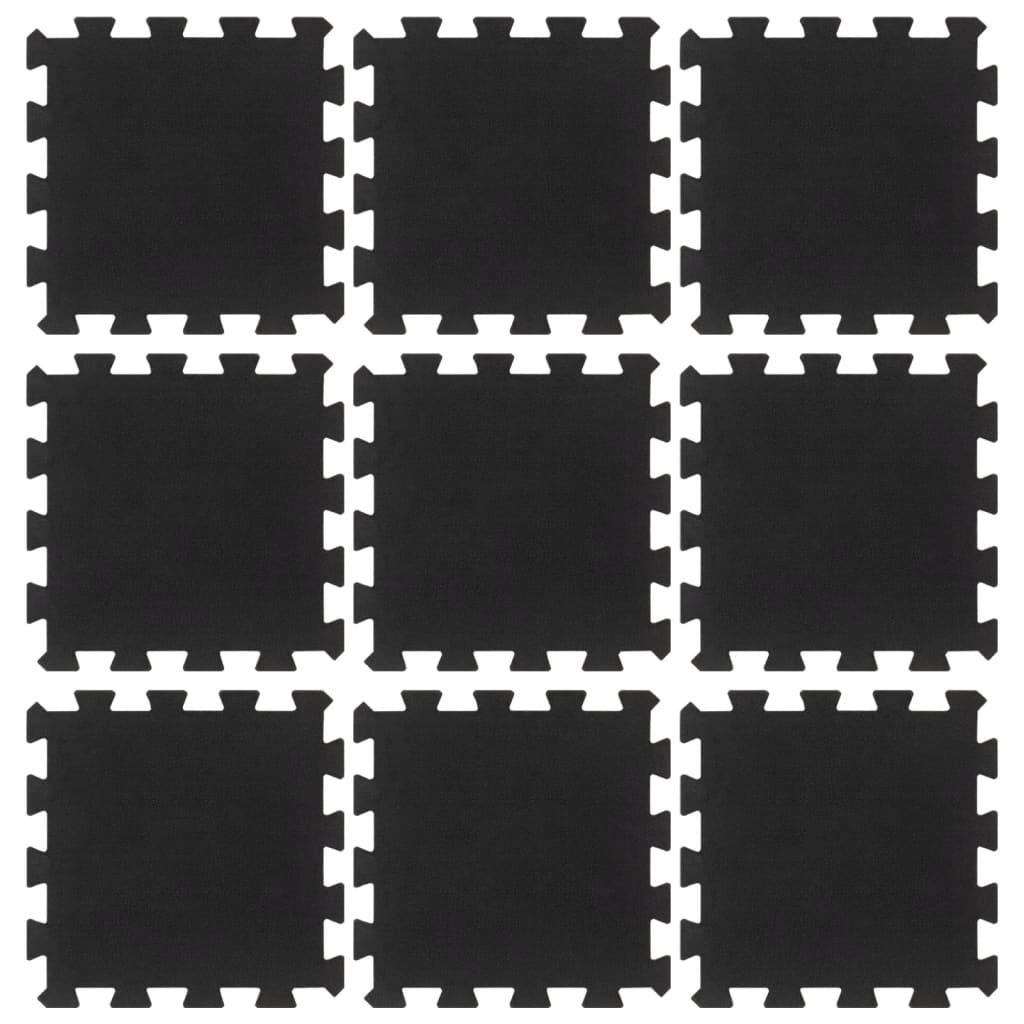 Plăci de podea din cauciuc, 9 buc., negru, 16 mm, 30x30 cm