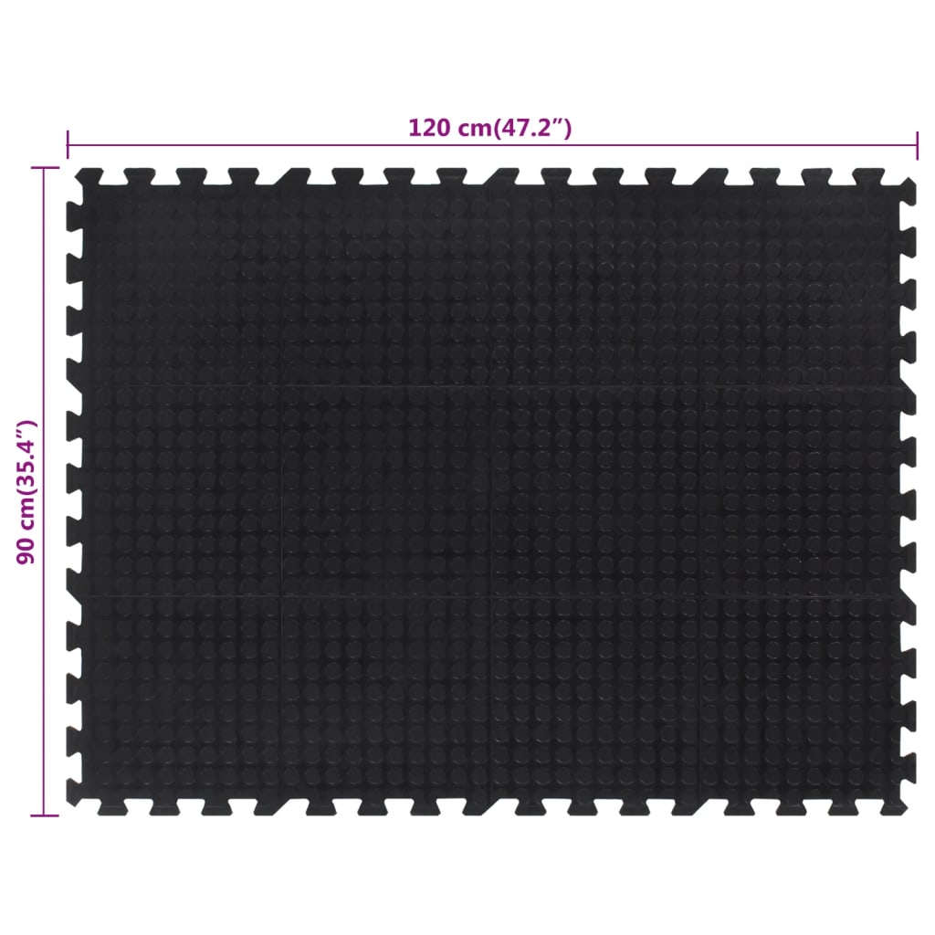 Placă de podea din cauciuc, negru, 12 mm, 90x120 cm