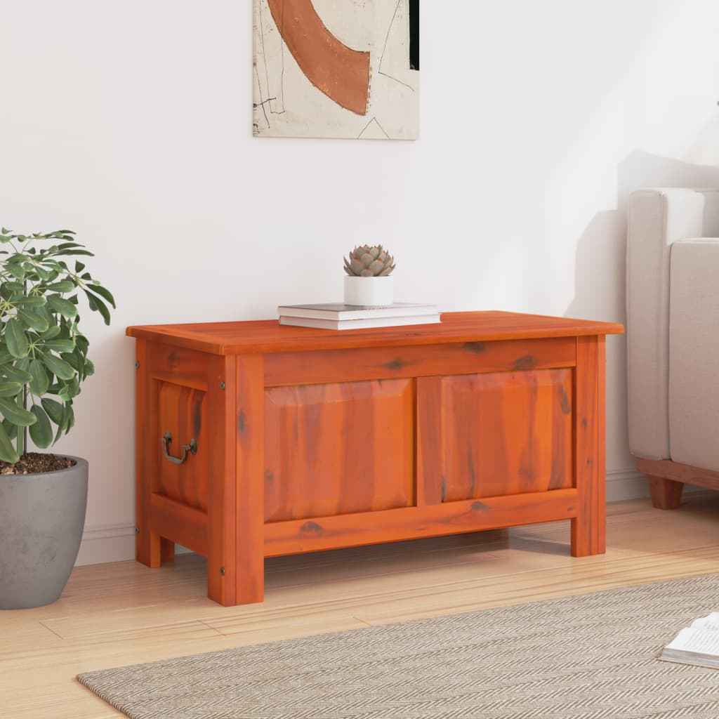 Cufăr de depozitare cu capac, maro, lemn masiv de acacia