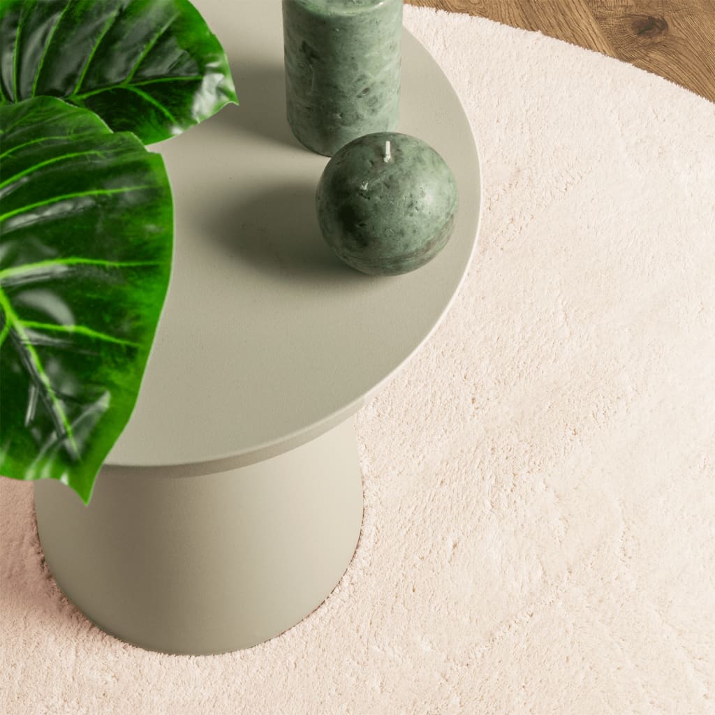 Covor HUARTE, fir scurt, moale și lavabil, bej, Ø 100 cm