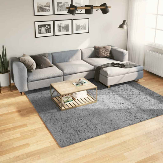 Covor pufos "PAMPLONA" cu fire înalte, gri modern, 240x240 cm